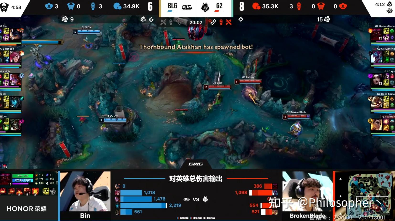 G2横扫FLY后晋级EWC淘汰赛，将在1/4决赛对阵AL或BLG